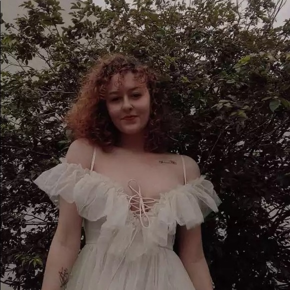 Lace dress Ruffle off shoulder womens lace up cream beige - Picture 11 of 14